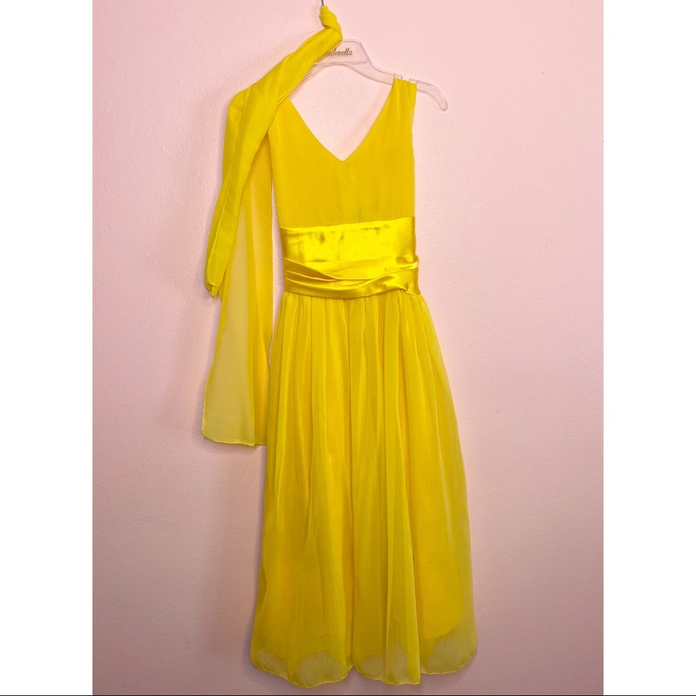 yellow dress with scarf